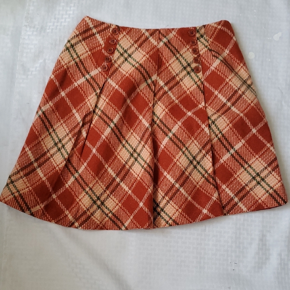 Vtg Bobbie Brooks Plaid Mini Skirt in Red and Cream Dark Acacademia - Picture 2 of 14